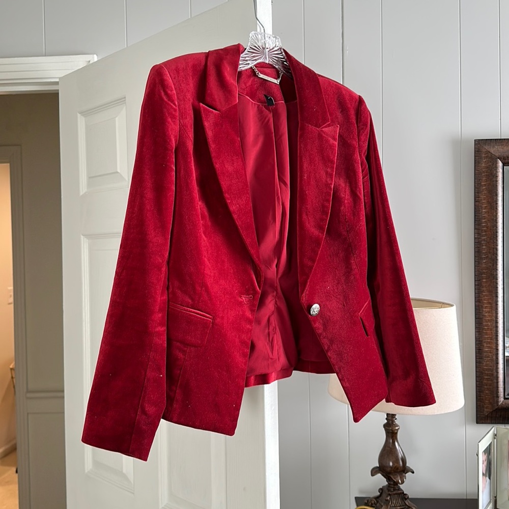White House, Black market red velvet blazer